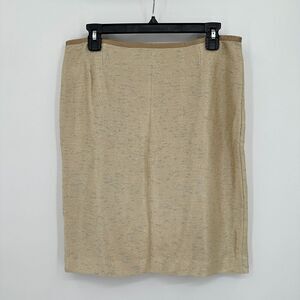 Vintage St. John Couture Straight Pencil Skirt Womens 10 Gold Silver Shimmer Zip